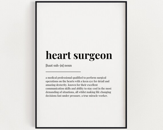 Heart Surgeon Definition Meaningful Medical Hero Appreciation Print