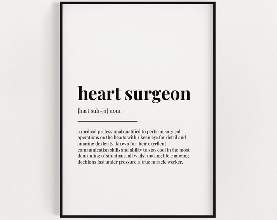 Heart Surgeon Definition Typography Art Print