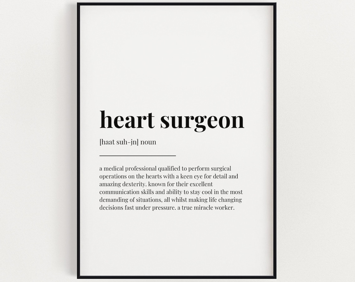 Heart Surgeon Definition Typography Art Print
