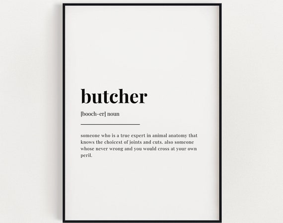 Butcher Definition Meaning Wall Art Definition Print Home Decor Instant