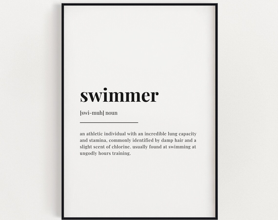 Swimmer Definition Quote Art Print, Swimming Decor