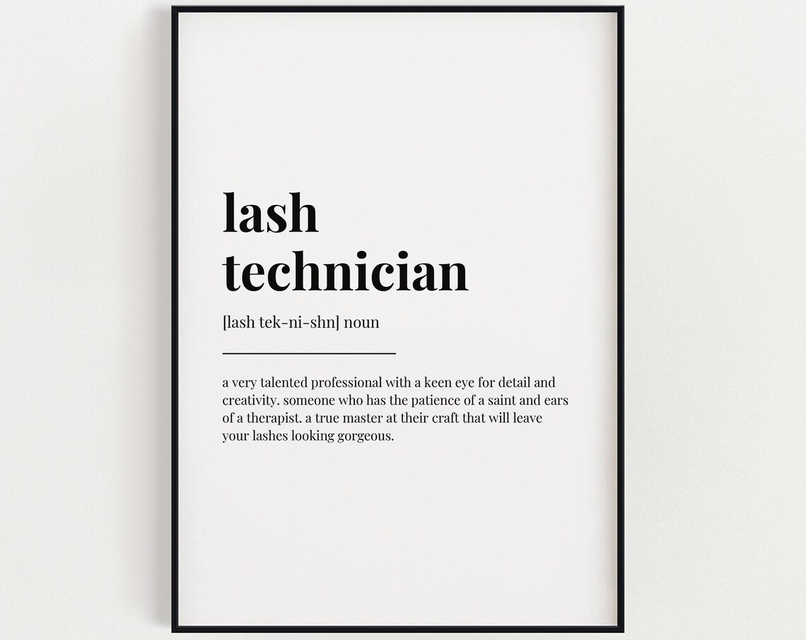 Lash Technician Definition Art Print, Salon Decor
