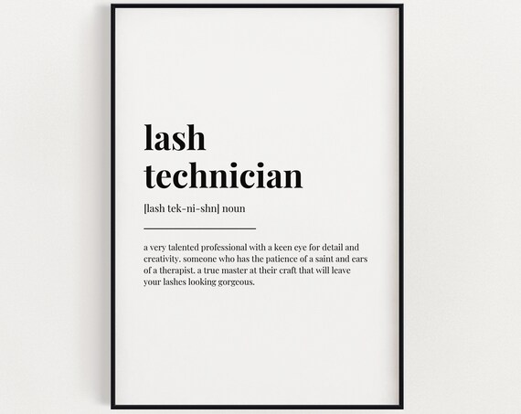 Lash Technician Definition Art Print, Salon Decor