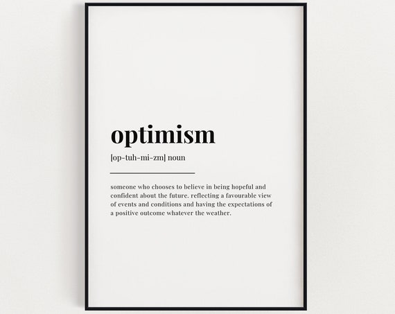 Optimism Definition Print Wall Art Print Quote Wall Art Wall Decor Office Wall Art Motivational Wall Art Inspirational Quote Wall Art