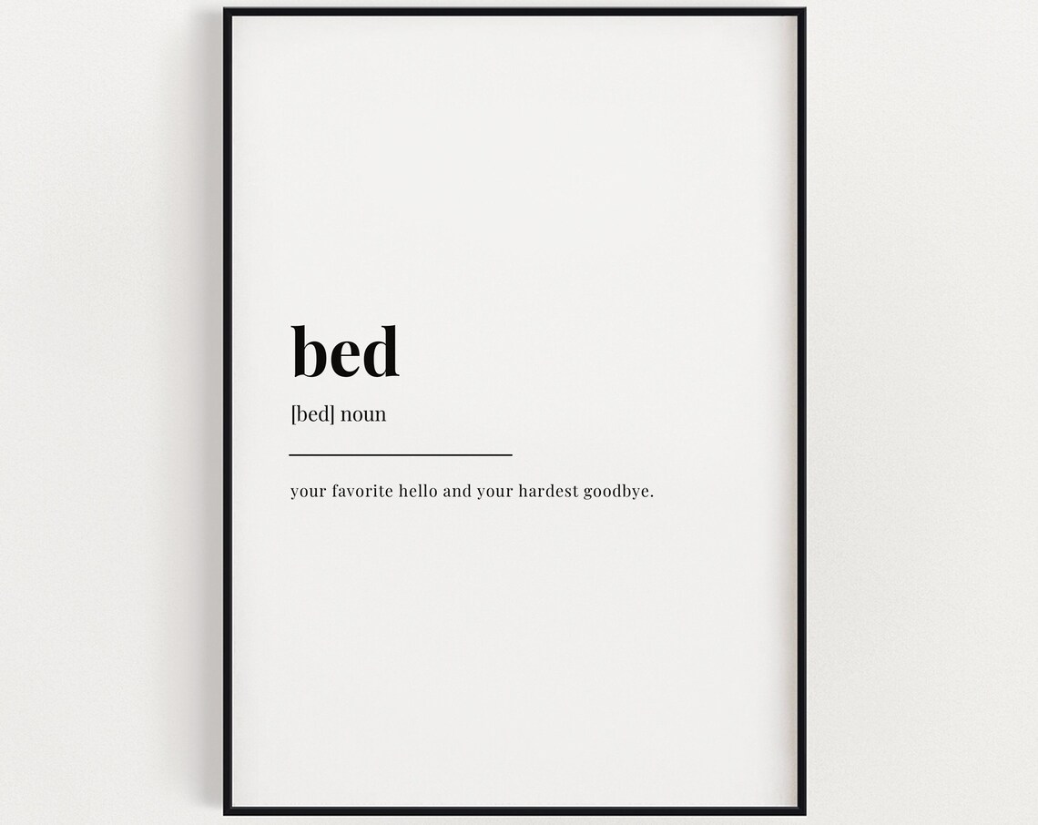 Bed Definition Quote Print, Funny Bedroom Wall Art