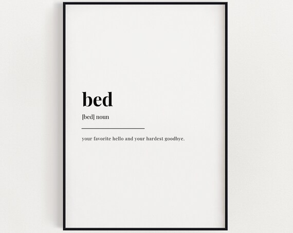Bed Definition Quote Print, Funny Bedroom Wall Art
