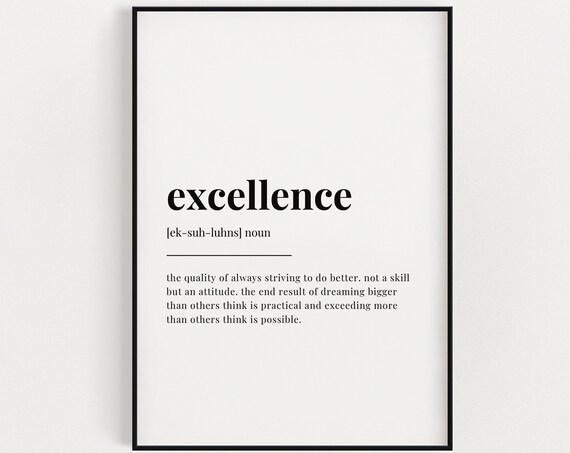 Excellence Definition Minimalist Dictionary Typography Poster