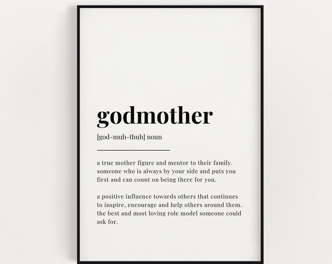 Godmother Definition Print, Quote Gift Wall Art Print