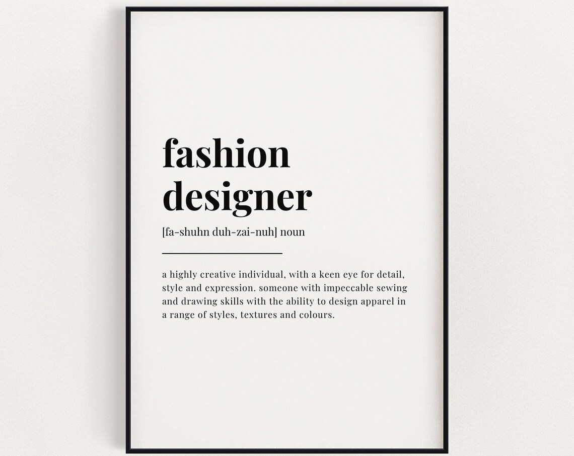 Fashion Designer Definition Dictionary Poster Creative Career Gift for Designers