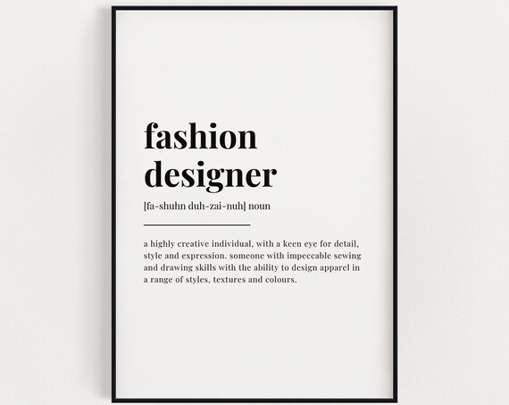 Fashion Designer Definition Dictionary Poster Creative Career Gift for Designers