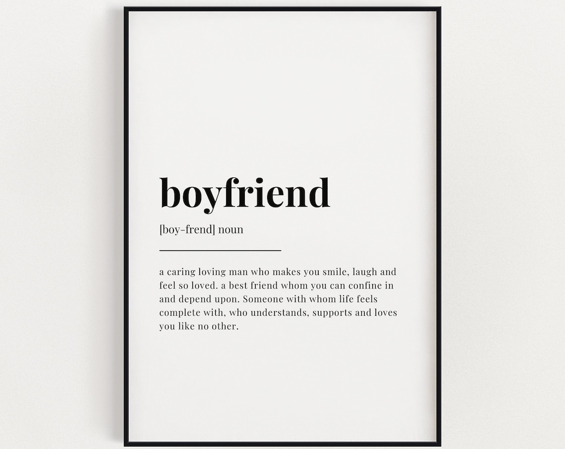 Boyfriend Definition Quote Art Print, Home Decor