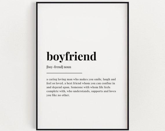 Boyfriend Definition Quote Art Print, Home Decor