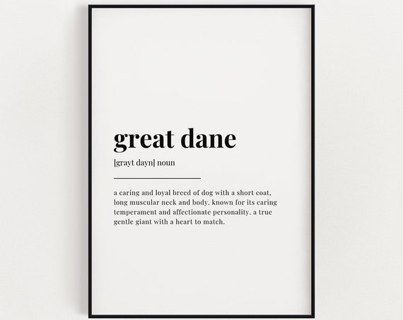 Great Dane Definition Print Wall Art Print Great Dane Print Definition Print Quote Print Great Dane Art Home Decor