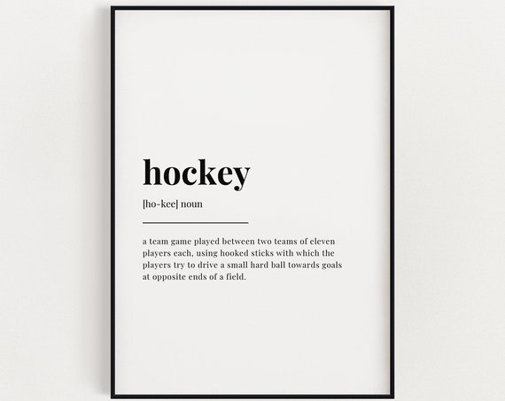 Hockey Definition Meaning Quote Print, Funny Typography