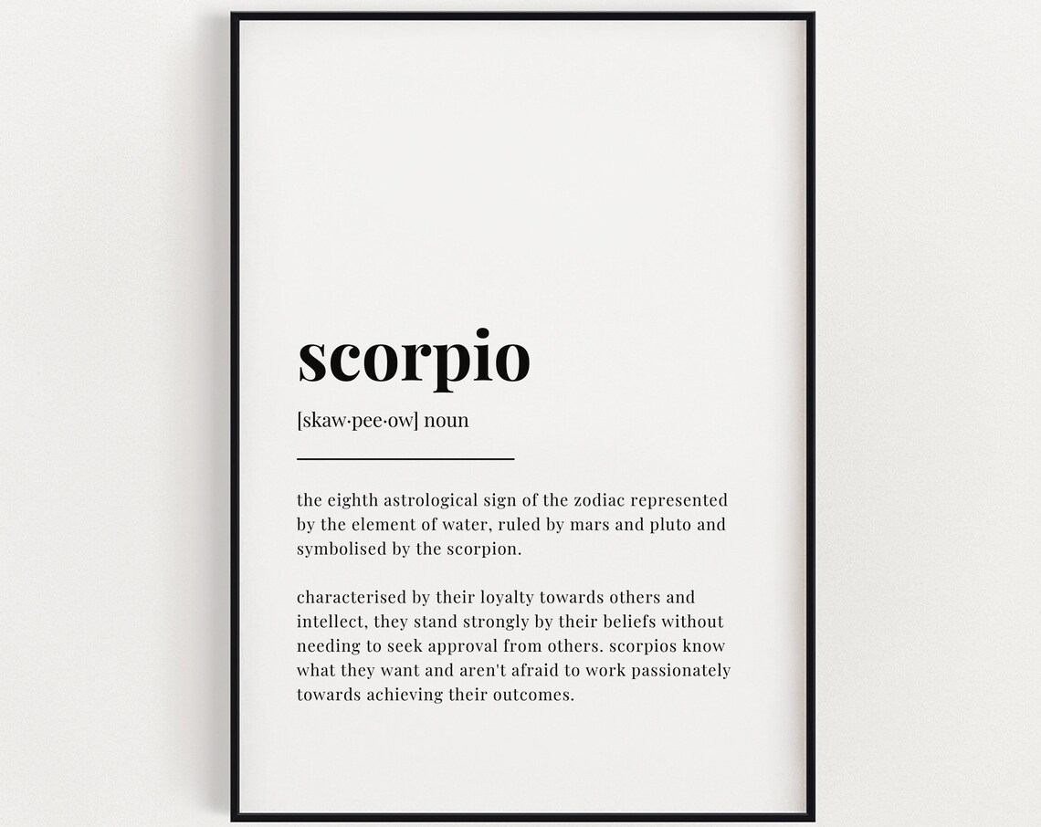 Scorpio Definition Print, Astrology Art Print