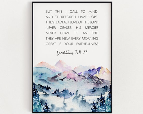 Lamentations 3:21-23 Scripture Wall Art, Poster