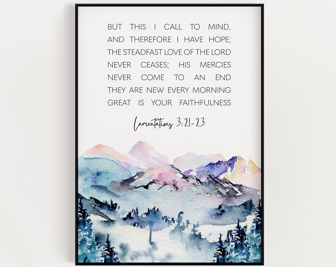 Lamentations 3:21-23 Scripture Wall Art, Poster