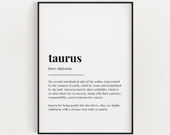 Taurus Definition Meaning Poster, Zodiac Humor