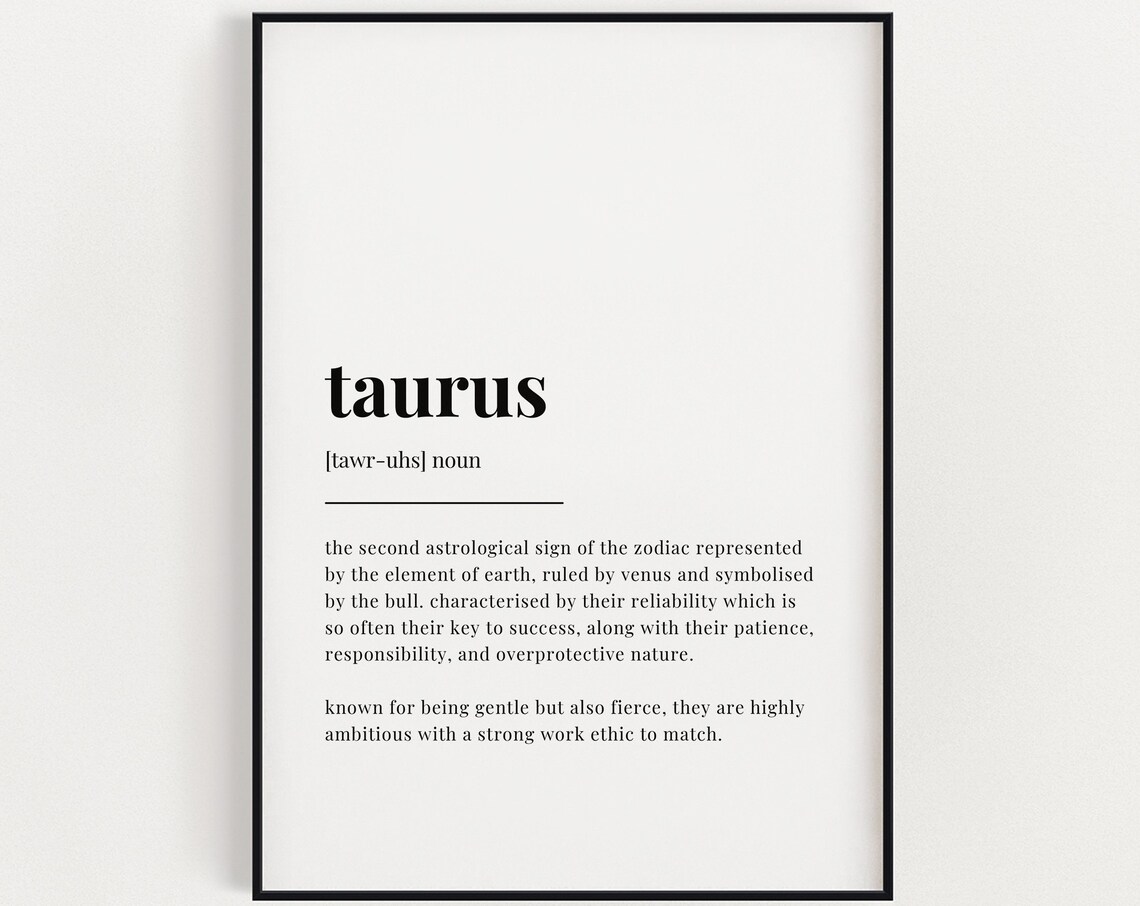 Taurus Definition Meaning Poster, Zodiac Humor