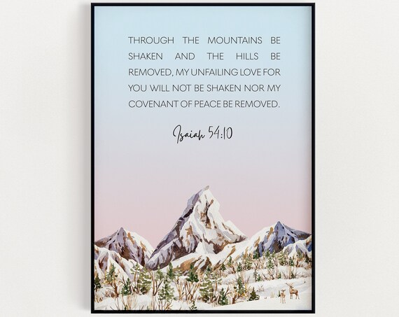 Bible Verse Wall Art Isaiah5410 Christian Scripture Inspirational Quote Quotes Home Decor Prints