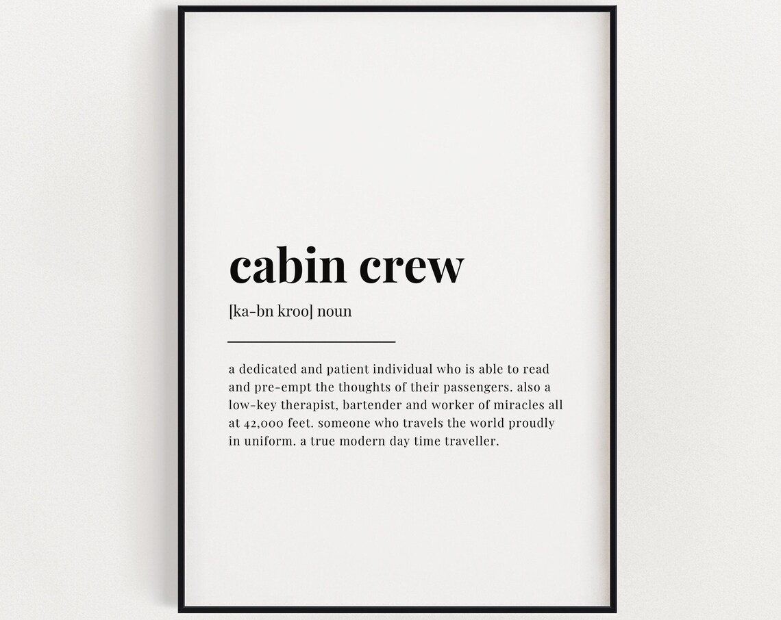 Cabin Crew Definition Print, Typography Art Print