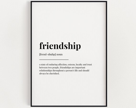 Friendship Definition Quote Art Print, Modern Wall Art