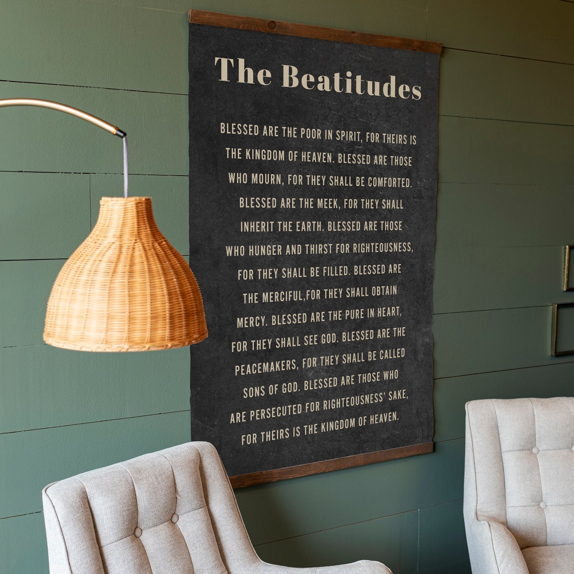 The Beatitudes Sign Large Scripture Art Bible Verse Sign Scripture Tapestry 181 - Image 2