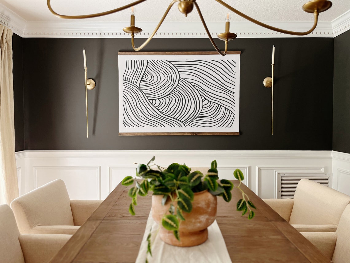 Black and White Abstract Flowing Line Art Modern Minimalist Poster - Image 3