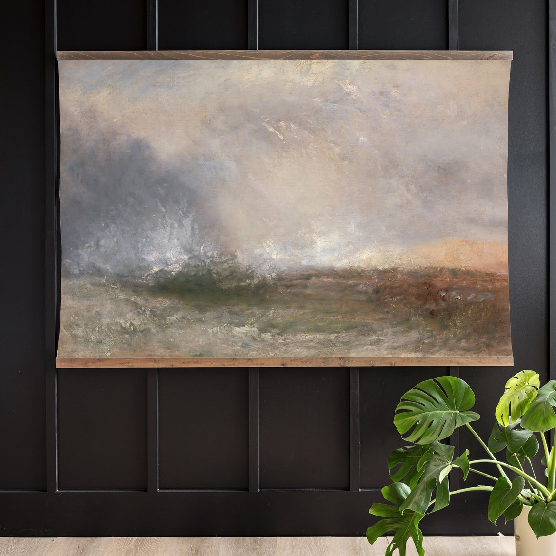 Misty Gray Morning Abstract Landscape Soft Watercolor Poster - Image 2