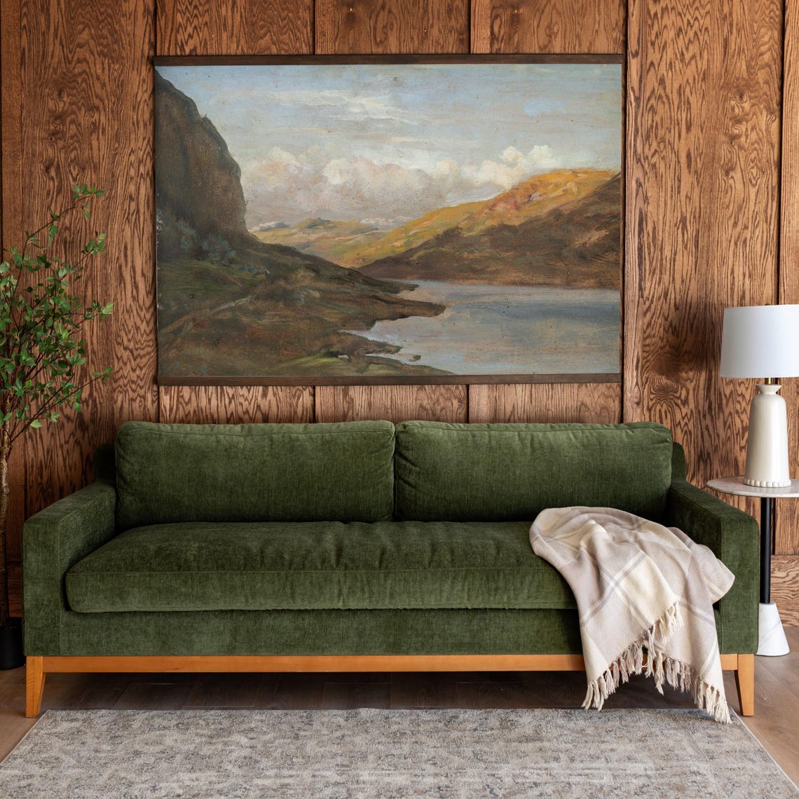 Serene Loch between Rolling Hills Vintage Landscape Painting Poster - Image 2