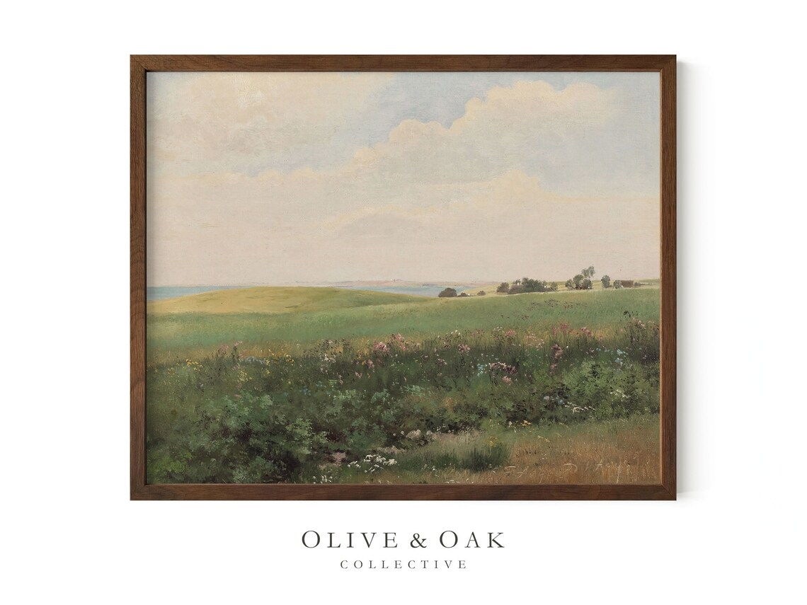 Meadow Landscape Painting, French Country Decor - Image 2