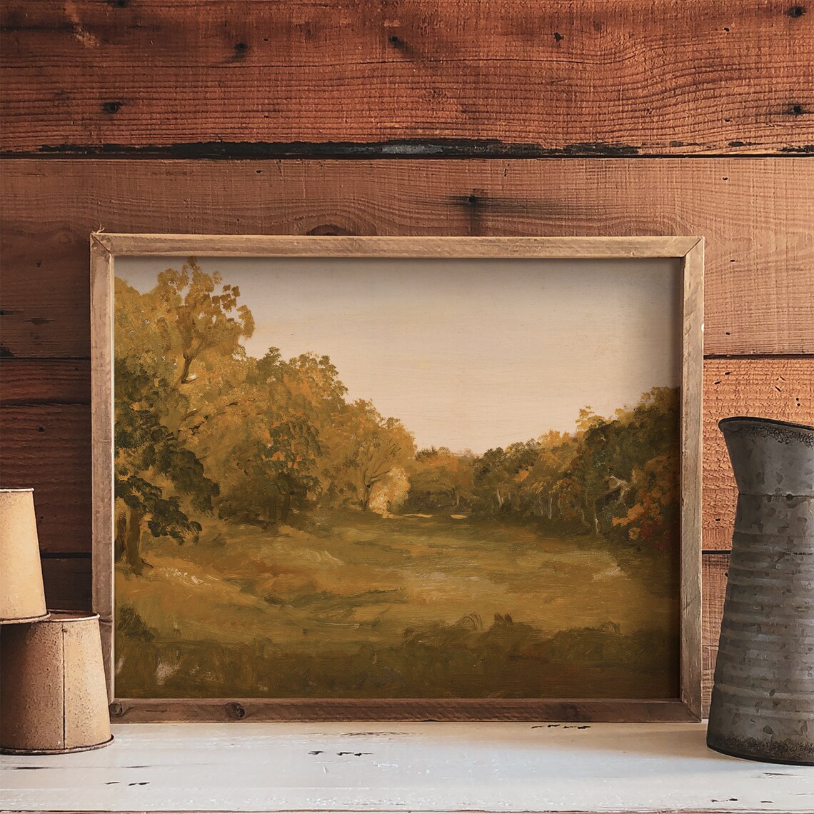 Muted Landscape Painting, Antique Autumn Art Print - Image 4