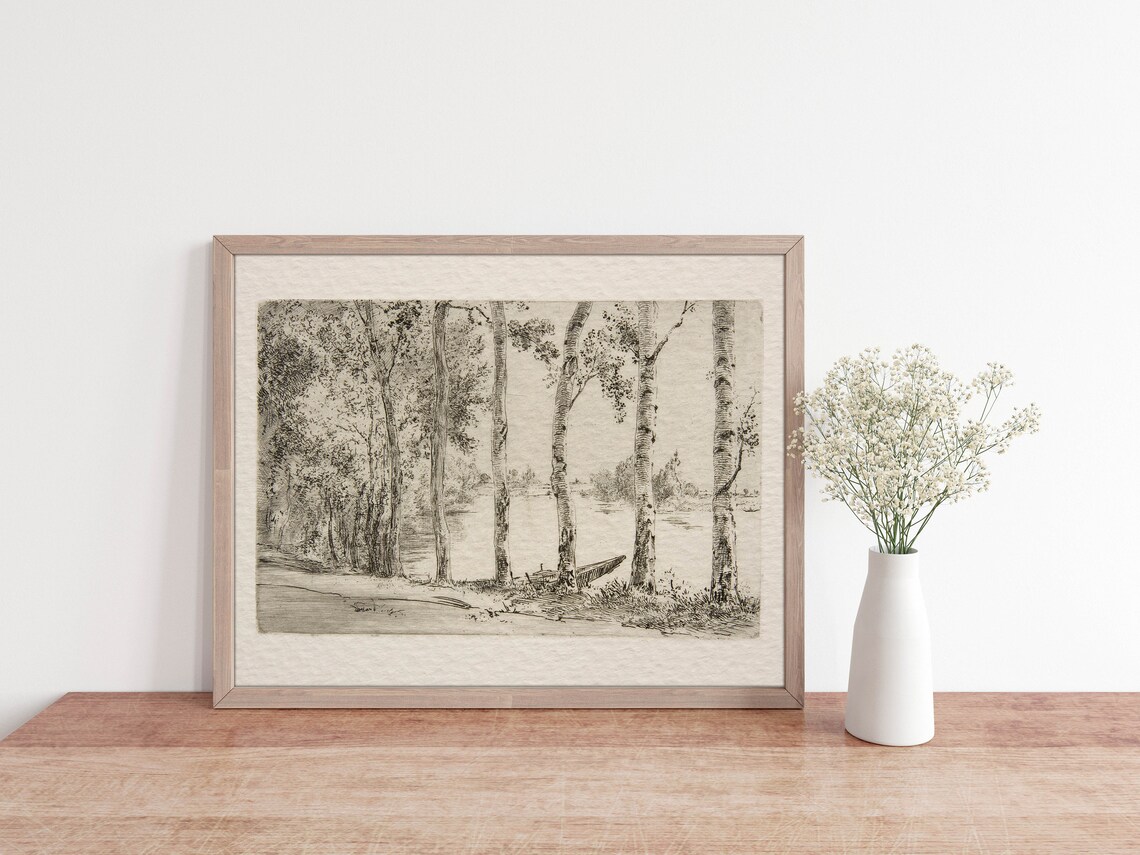 Vintage Birch Tree Sketch, Rustic Botanical Art Print - Image 2