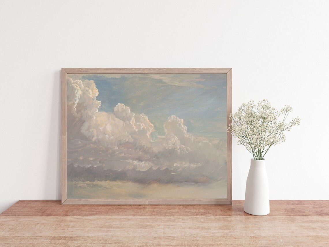 Vintage Cloud Study, Minimalist Sky Sketch Art Print - Image 3