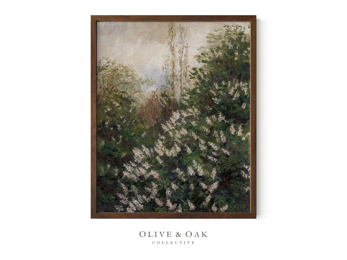Lilac Tree Painting, Spring Country Landscape - Image 2