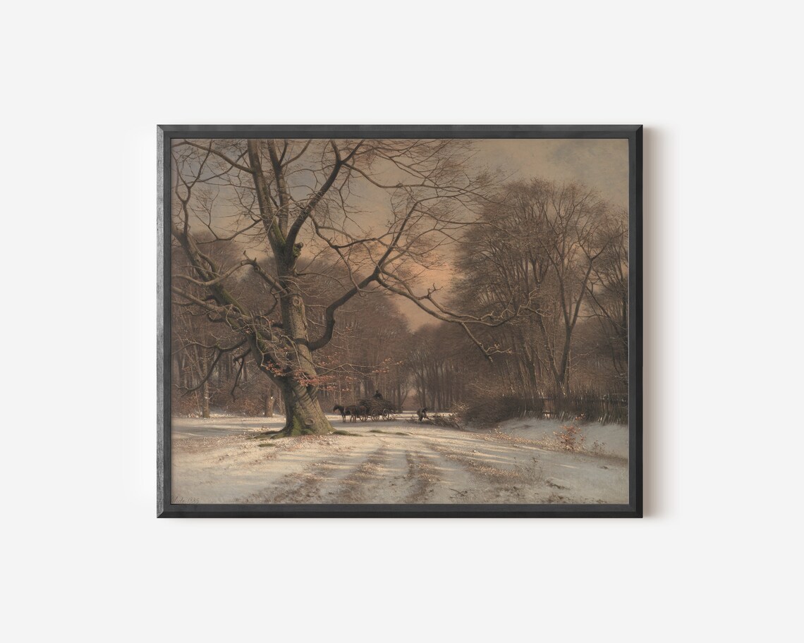Winter Country Landscape, Vintage Farmhouse Art Print - Image 2