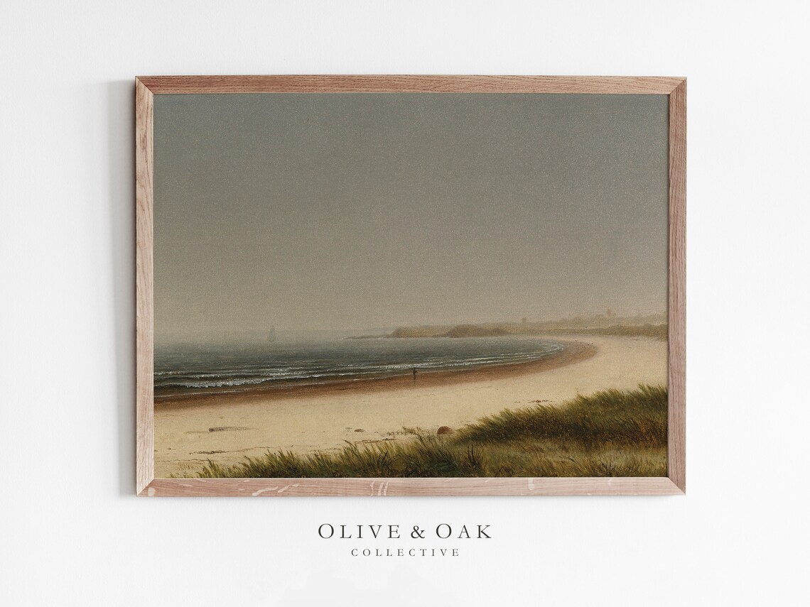 Muted Coastal Painting, Vintage Ocean Art Print