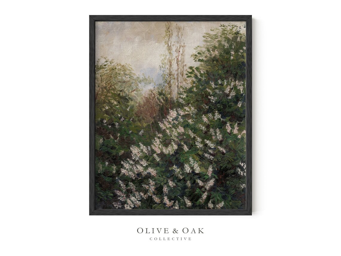 Lilac Tree Painting, Spring Country Landscape - Image 3