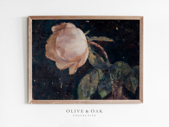 Moody Rose Vintage Botanical Flower Art Print