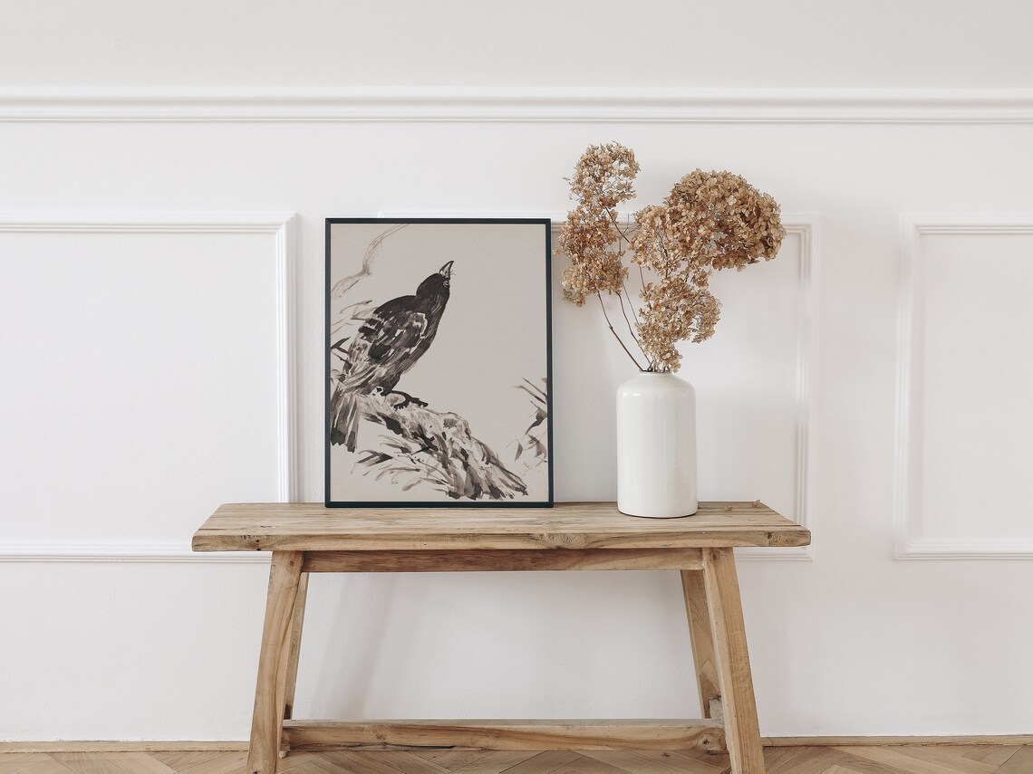 Vintage Crow Painting, Autumn Art Print - Image 3
