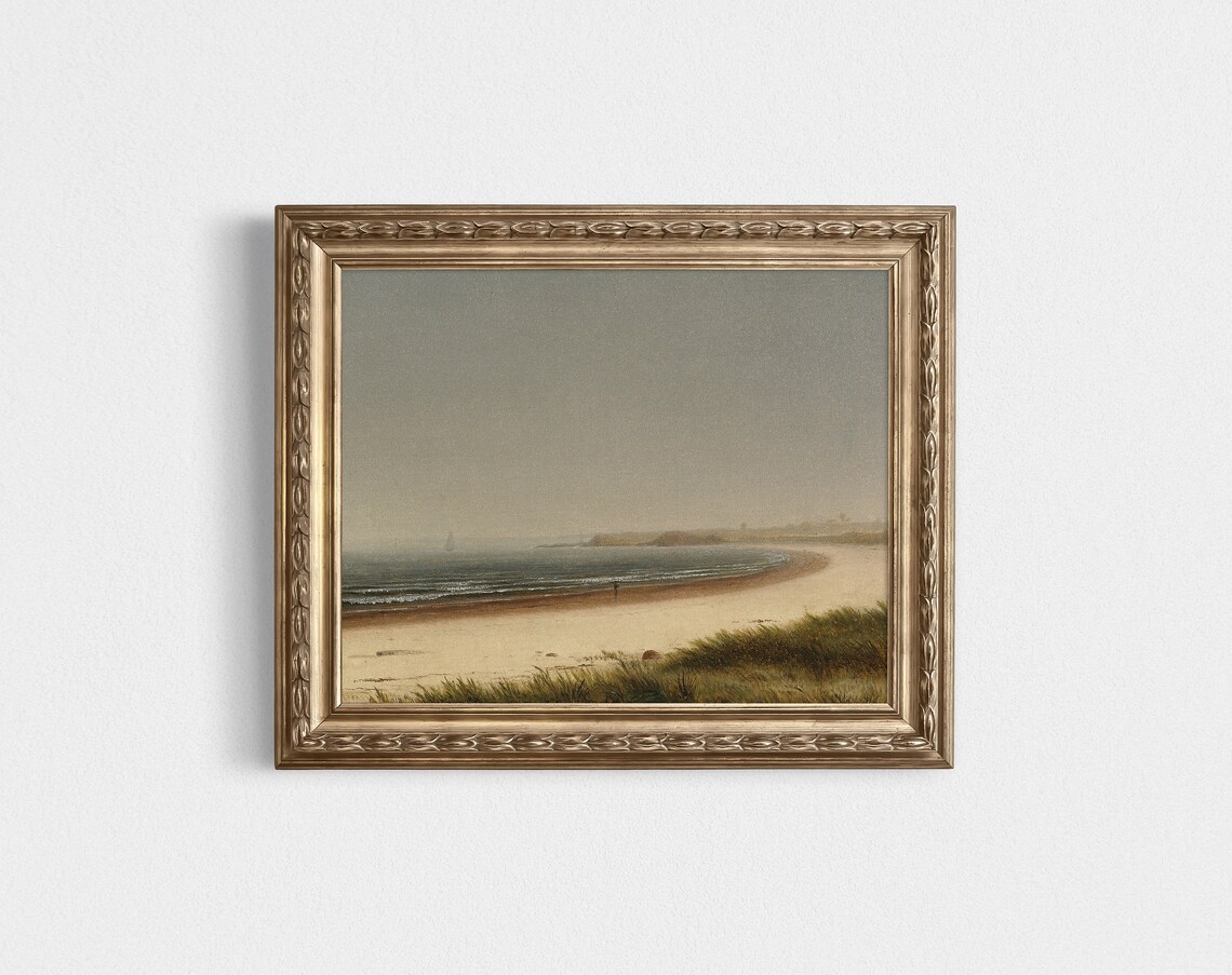 Muted Coastal Painting, Vintage Ocean Art Print - Image 4