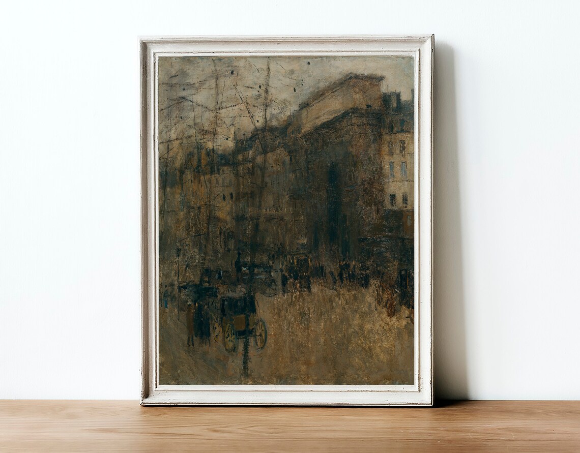 Moody Architecture Painting Antique Cityscape Art Print - Image 3