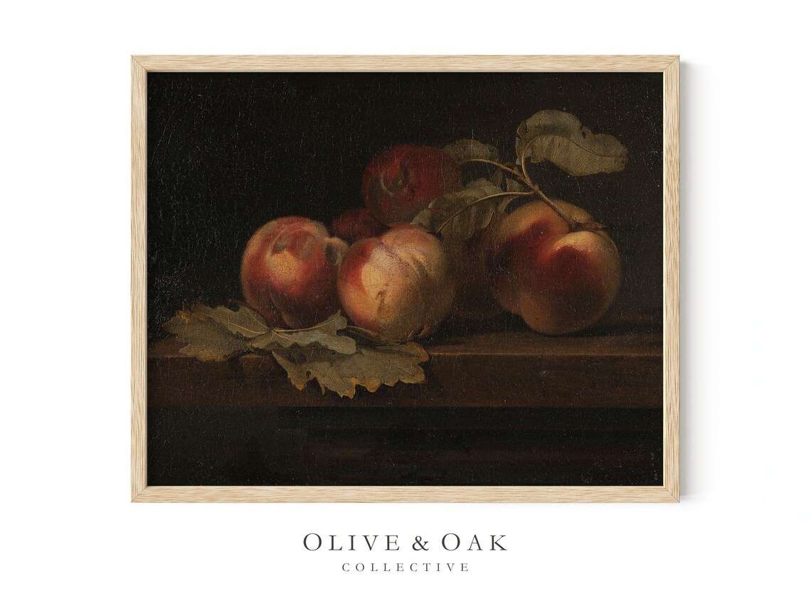 Moody Peach Painting, Dark Academia Kitchen Art Print - Image 4