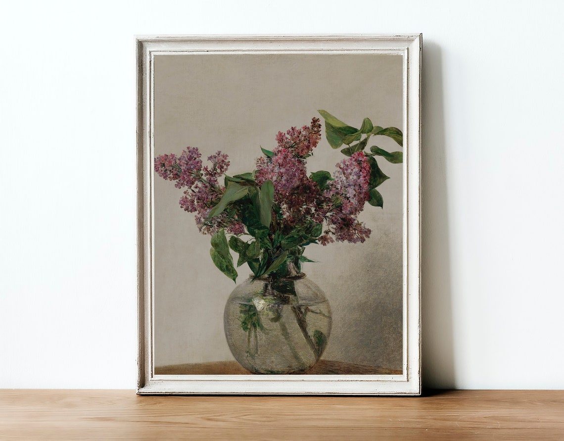 Vintage Lilac Painting, Victorian Floral Art Print - Image 2