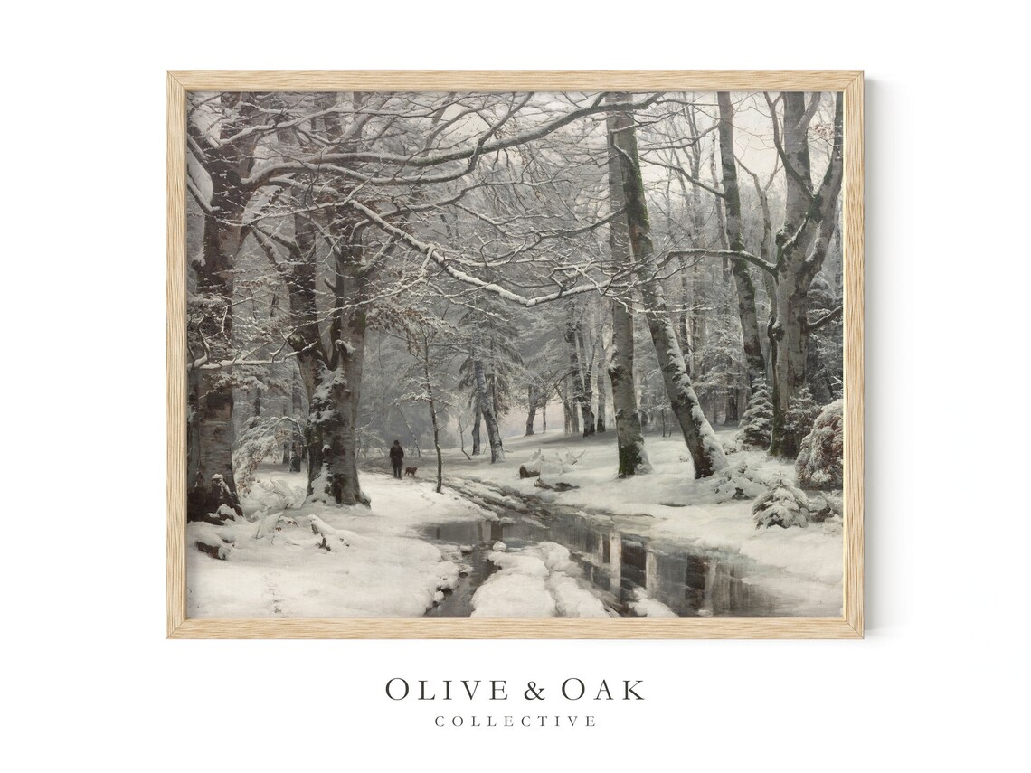 Winter Landscape, Rustic Snow Scene Art Print - Image 4