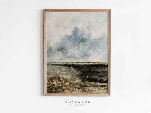 Moody Coastal Vintage Seascape Oil Painting Print