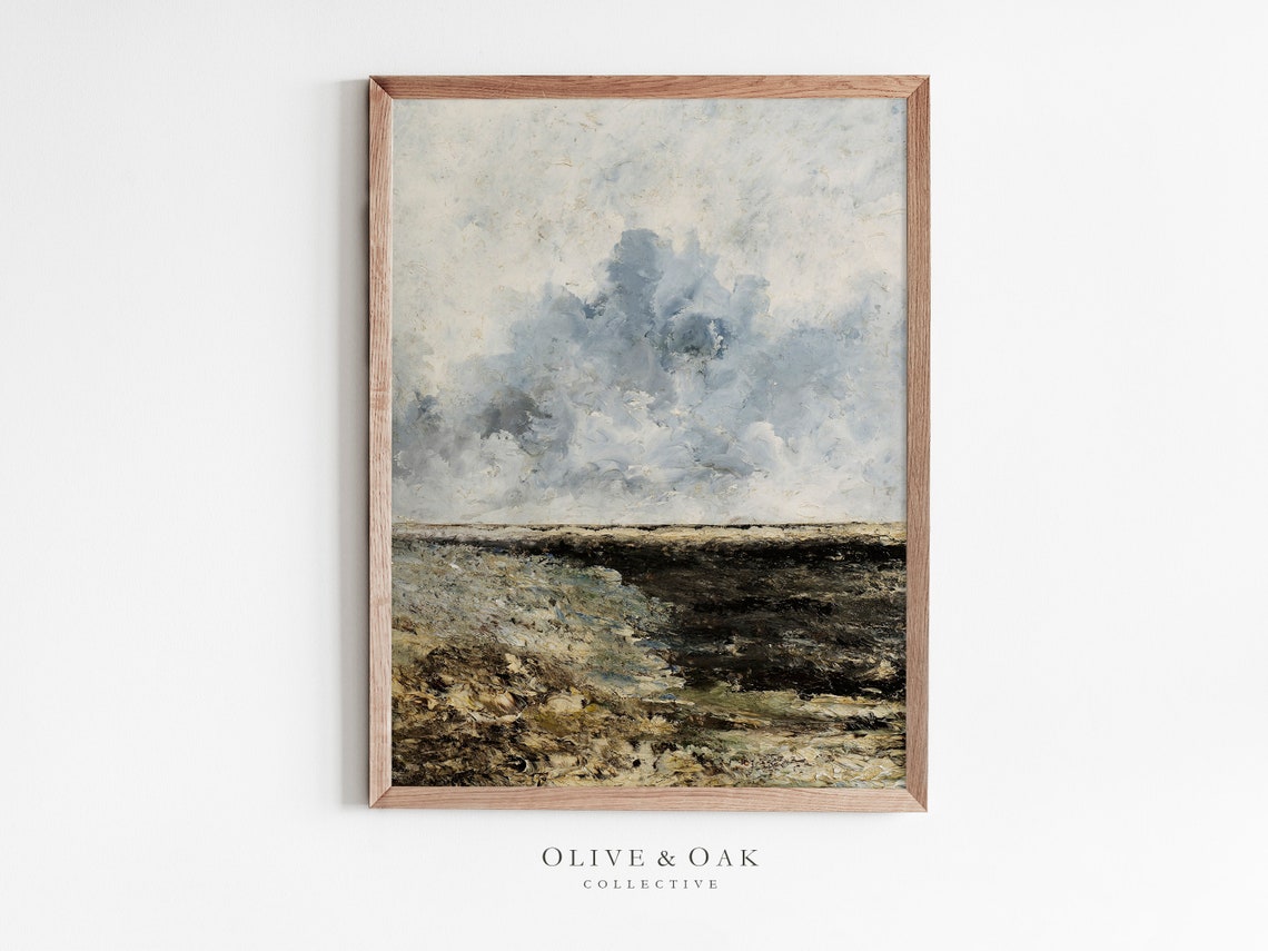Moody Coastal Vintage Seascape Oil Painting Print