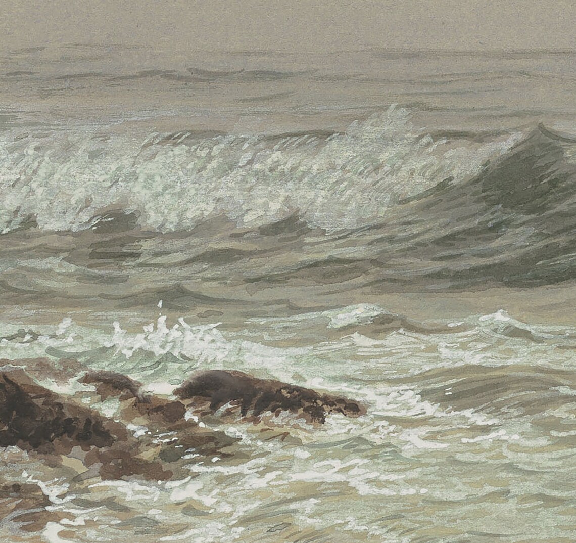 Vintage Seascape Painting, Coastal Nautical Art Print - Image 3