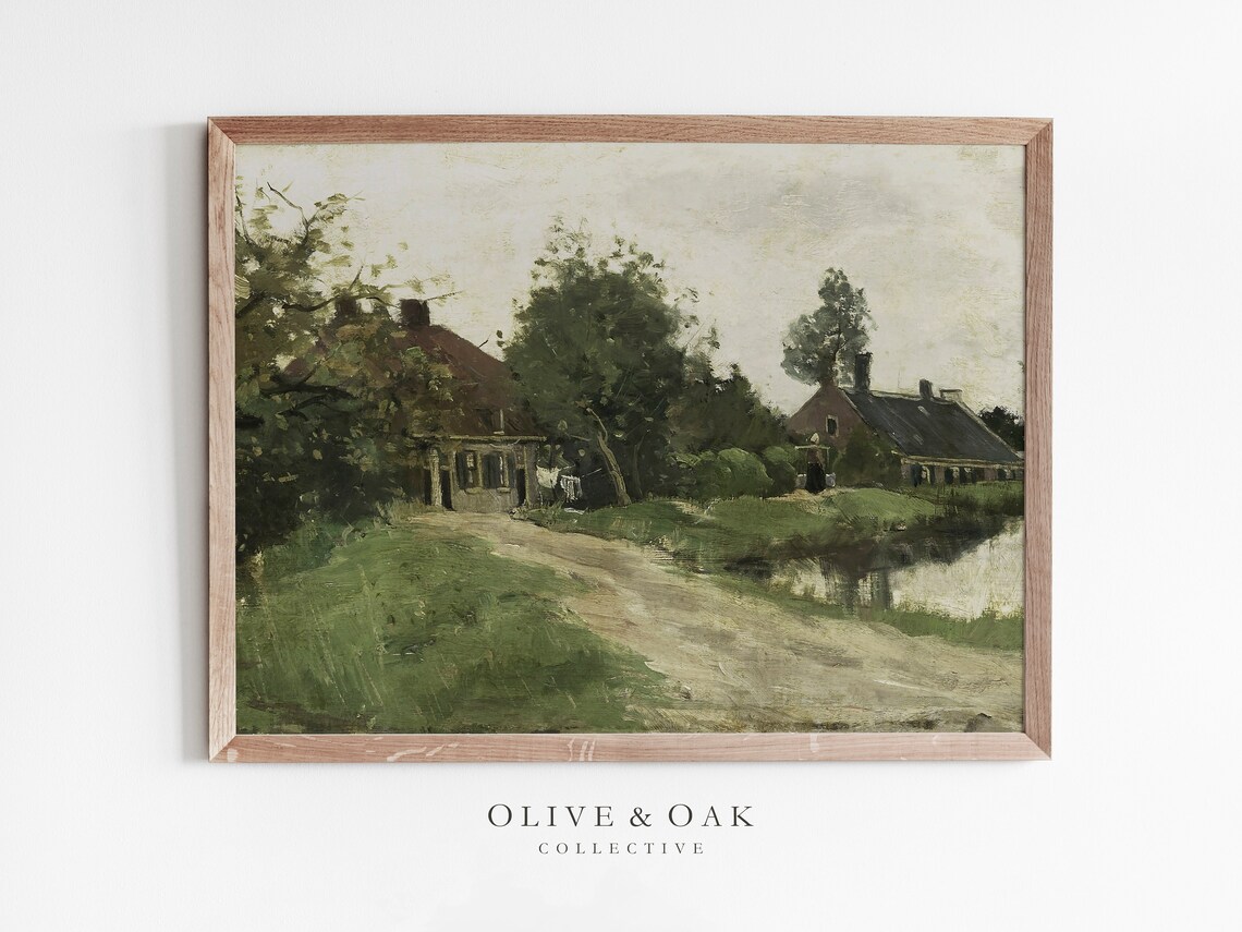 Country Landscape Painting, Vintage Art Print