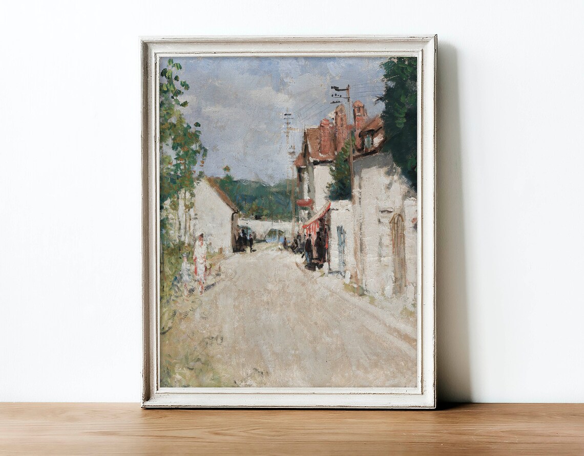 Antique Village Painting, Vintage European Art Print - Image 3